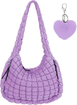 Large Quilted Tote Bag Crossbody Puffer Tote Bags for Women Quilted Hobo Bags Carryall Shoulder Bubble Bag