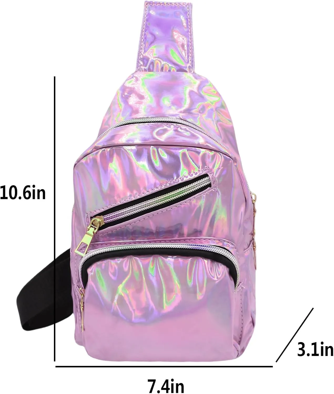 Laser Chest Bag for Women Men Holographic Sling Bag Unisex Colorful Sport Daypack Leather Shiny Crossbody Bag Shoulder Bag