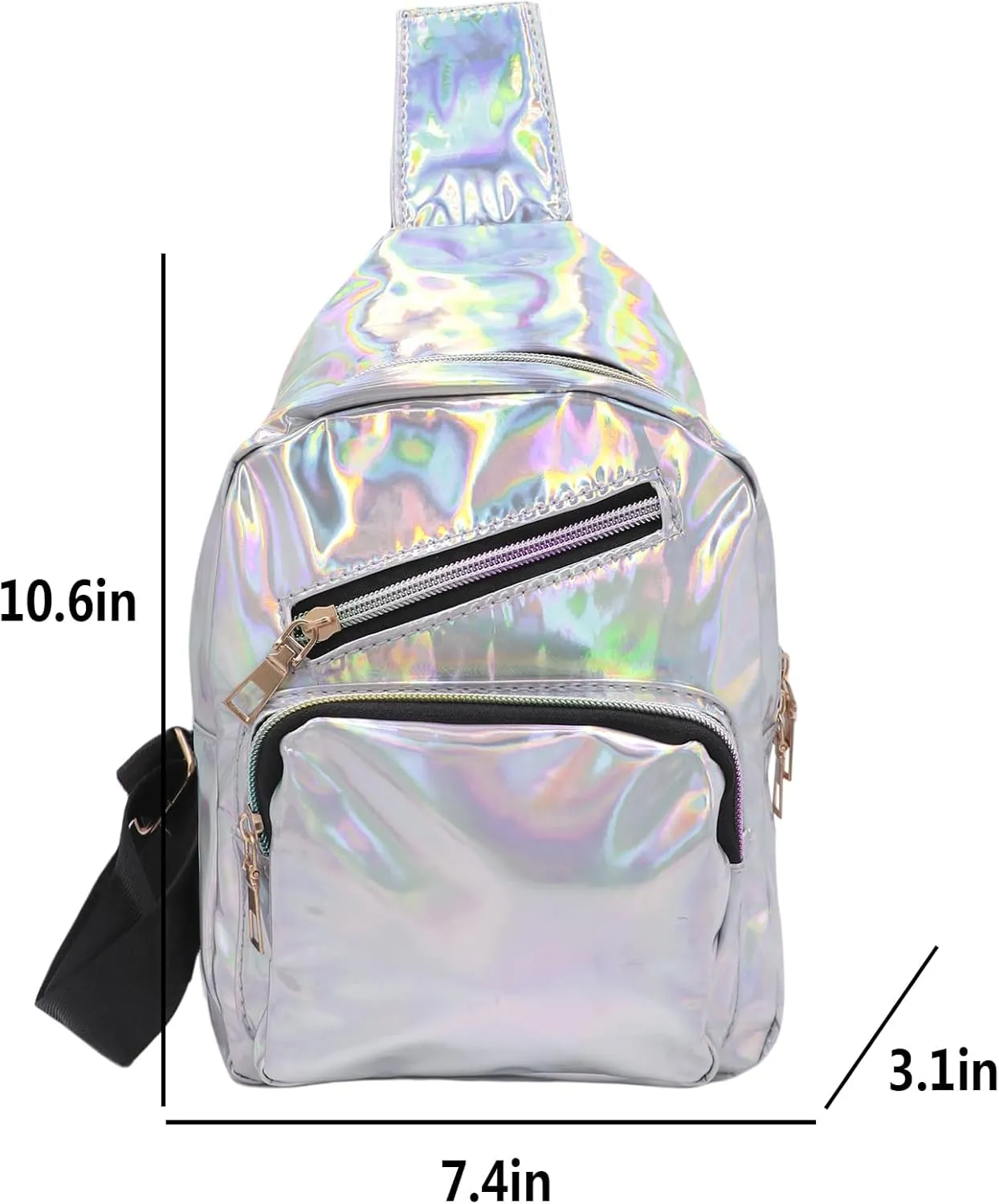 Laser Chest Bag for Women Men Holographic Sling Bag Unisex Colorful Sport Daypack Leather Shiny Crossbody Bag Shoulder Bag