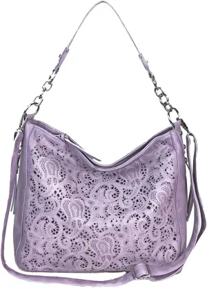 Laser Cut Bling Hobo fashion CCW Bag Faux Leather Concealed Carry Purse