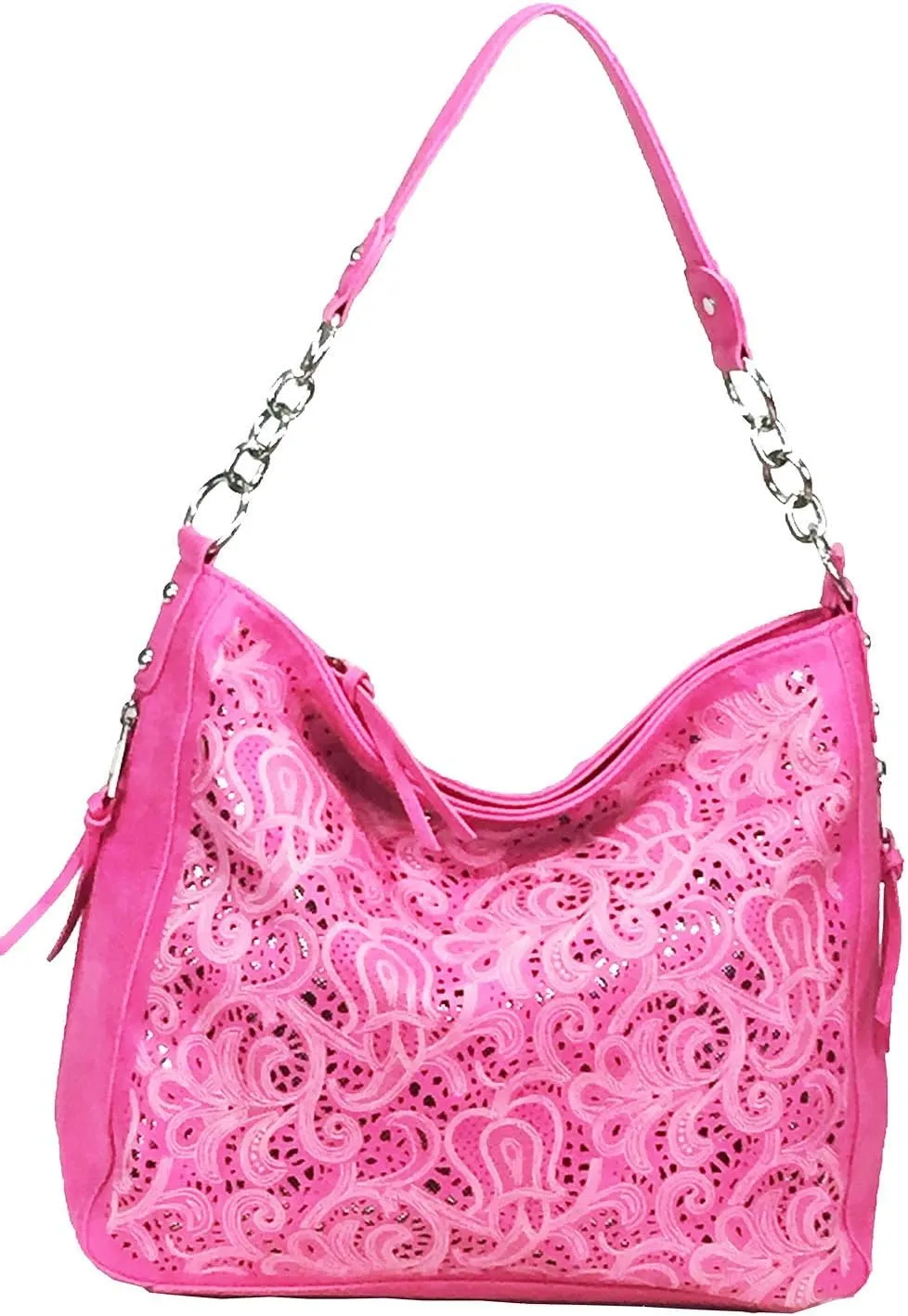 Laser Cut Bling Hobo fashion CCW Bag Faux Leather Concealed Carry Purse