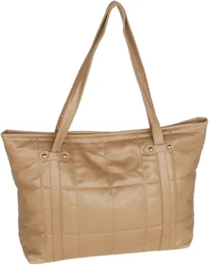 [Lasting Charm] Stylish Khaki Double Handle Leatherette Satchel Bag Handbag Purse