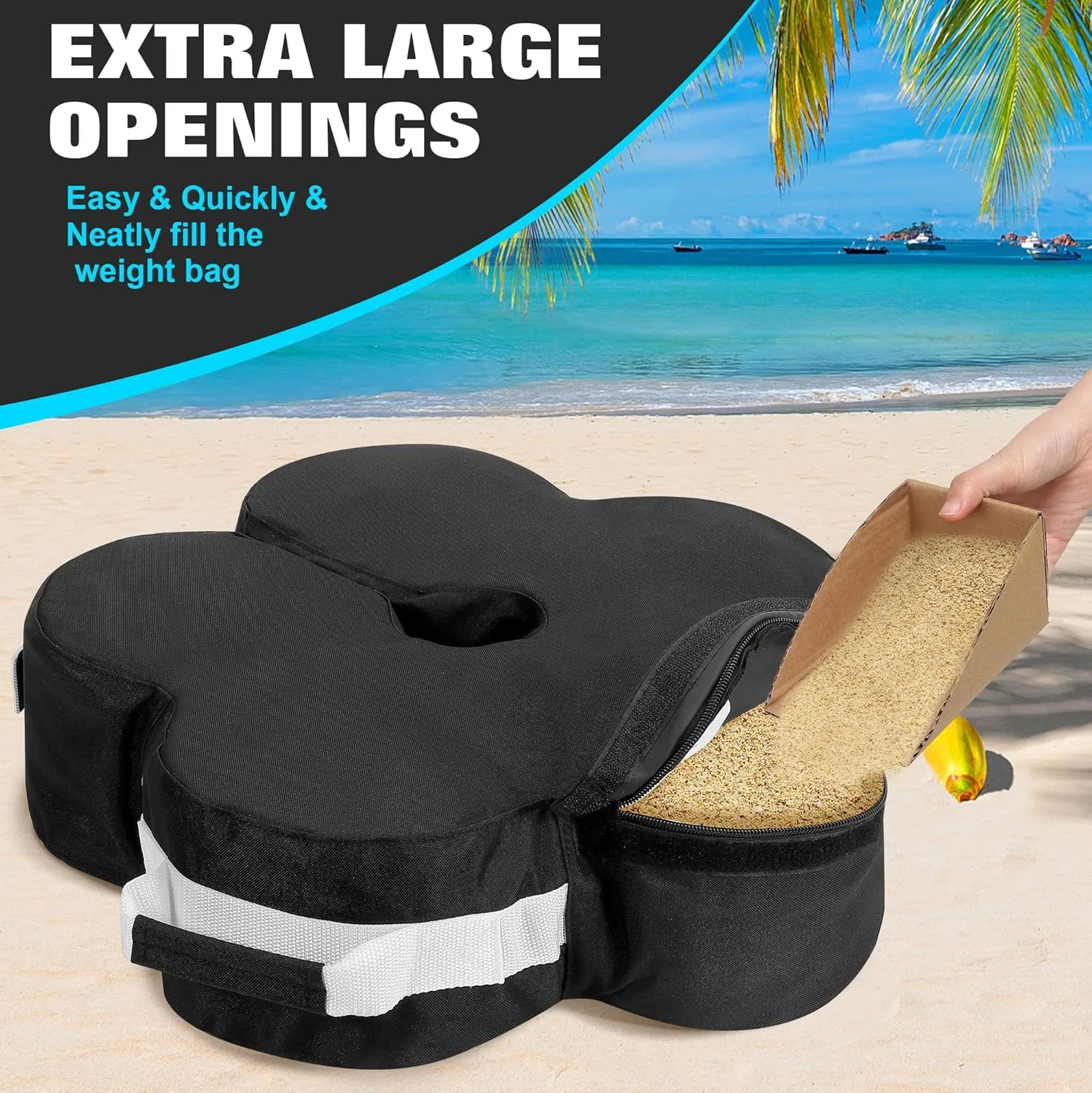 Lawn Social Umbrella Base Weight Bag, Round Heavy Duty Sand Bags for Cantilever Patio Umbrella, Universal Fit for Any Offset Design, Stabilize and Secure Umbrella (Black)