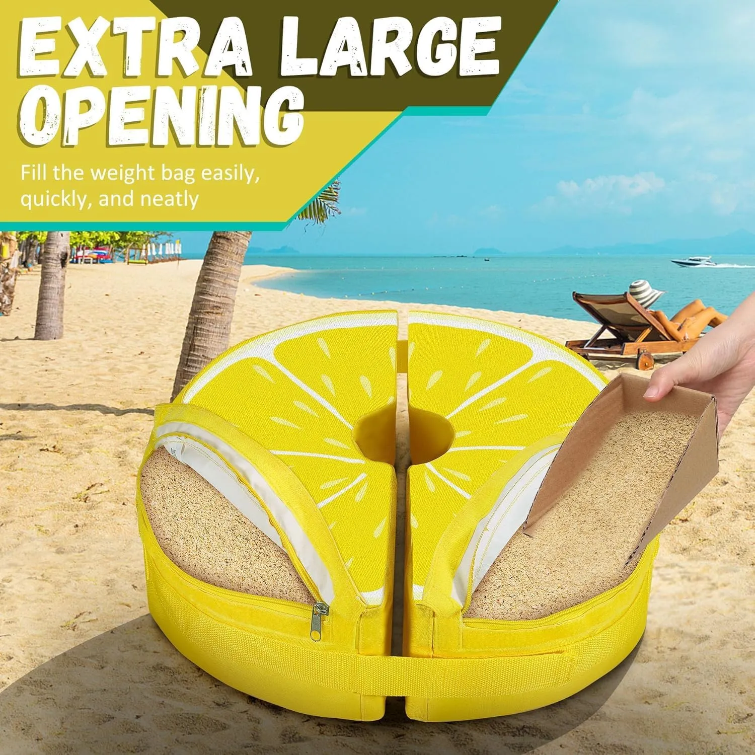 Lawn Social Umbrella Base Weight Bag, Round Heavy Duty Sand Bags for Cantilever Patio Umbrella, Universal Fit for Any Offset Design, Stabilize and Secure Umbrella (Yellow)