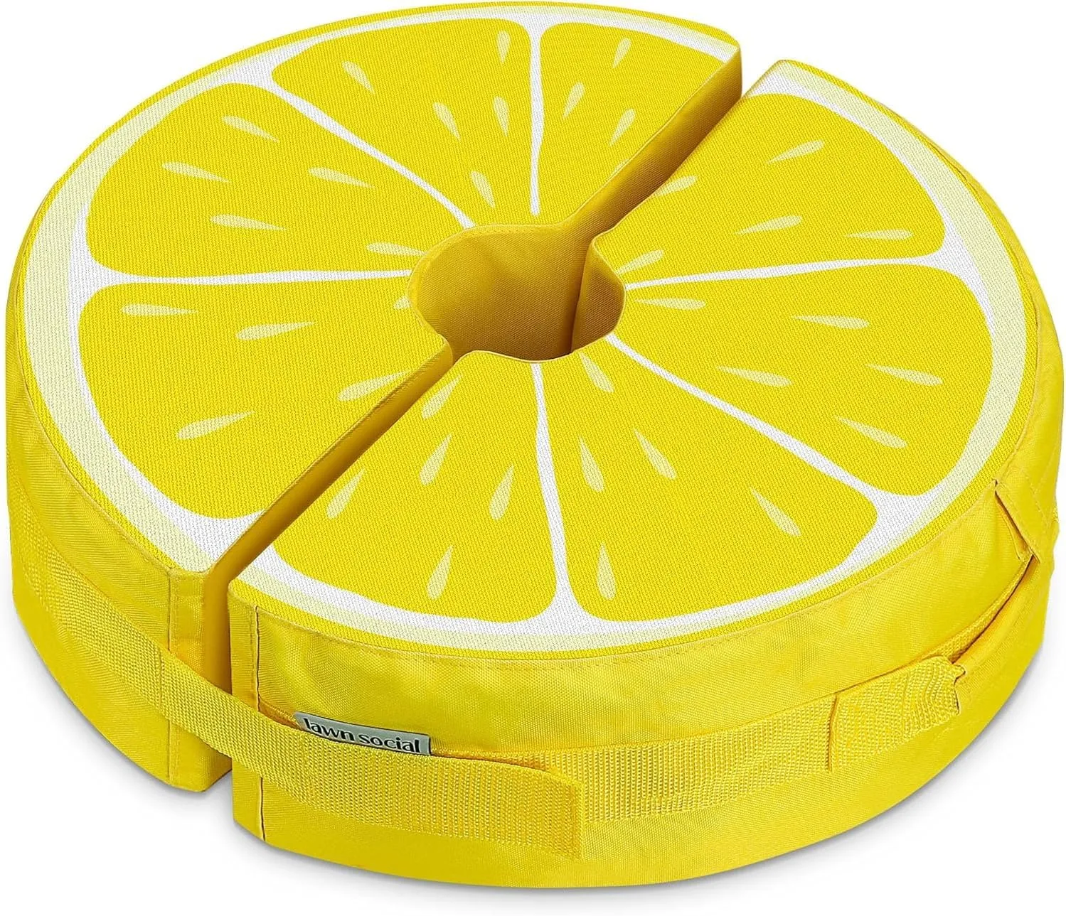 Lawn Social Umbrella Base Weight Bag, Round Heavy Duty Sand Bags for Cantilever Patio Umbrella, Universal Fit for Any Offset Design, Stabilize and Secure Umbrella (Yellow)