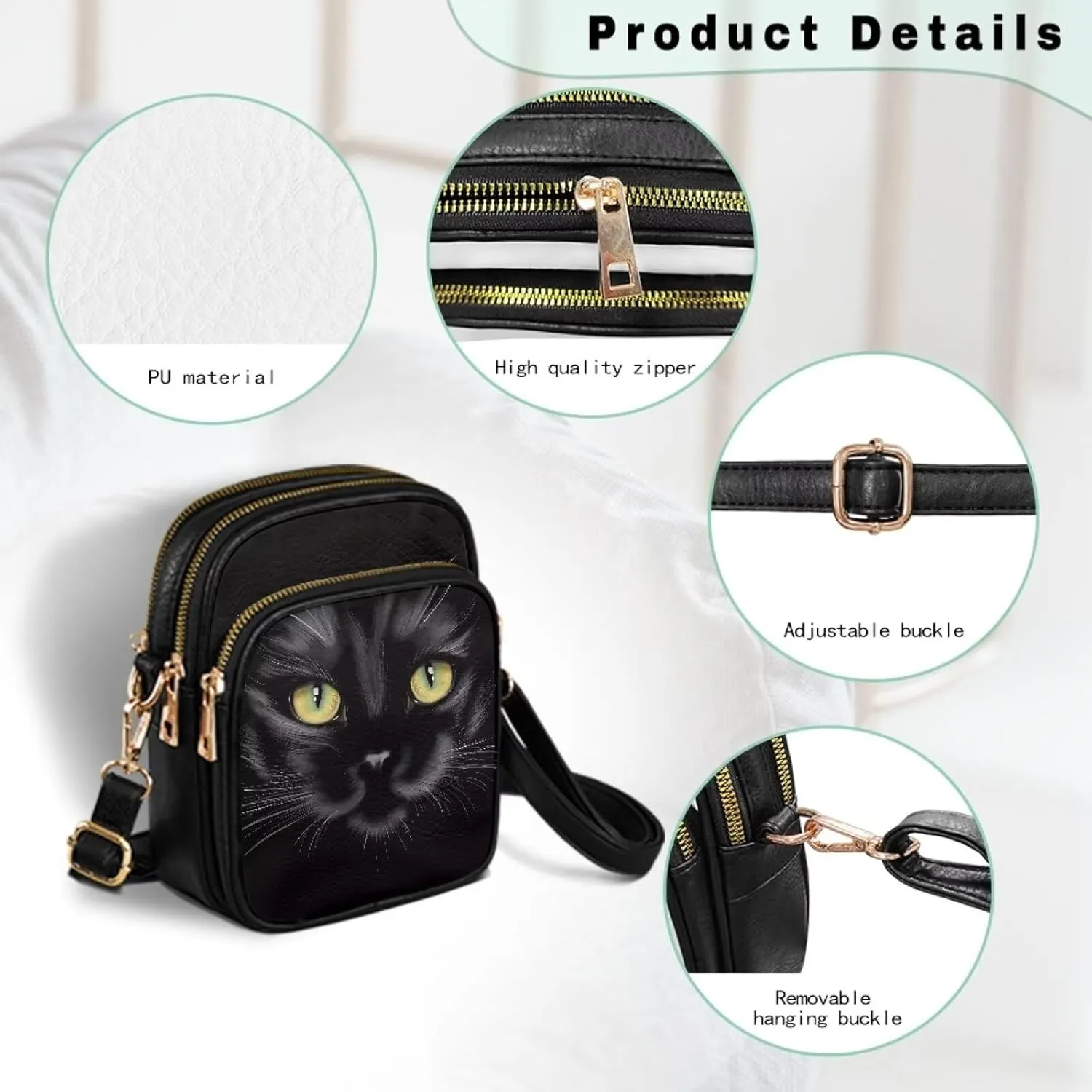 Leather Crossbody Bags for Women Crossbody Cell Phone Purse Wallet Sling Bag Shoulder Strap Lightweight Satchel