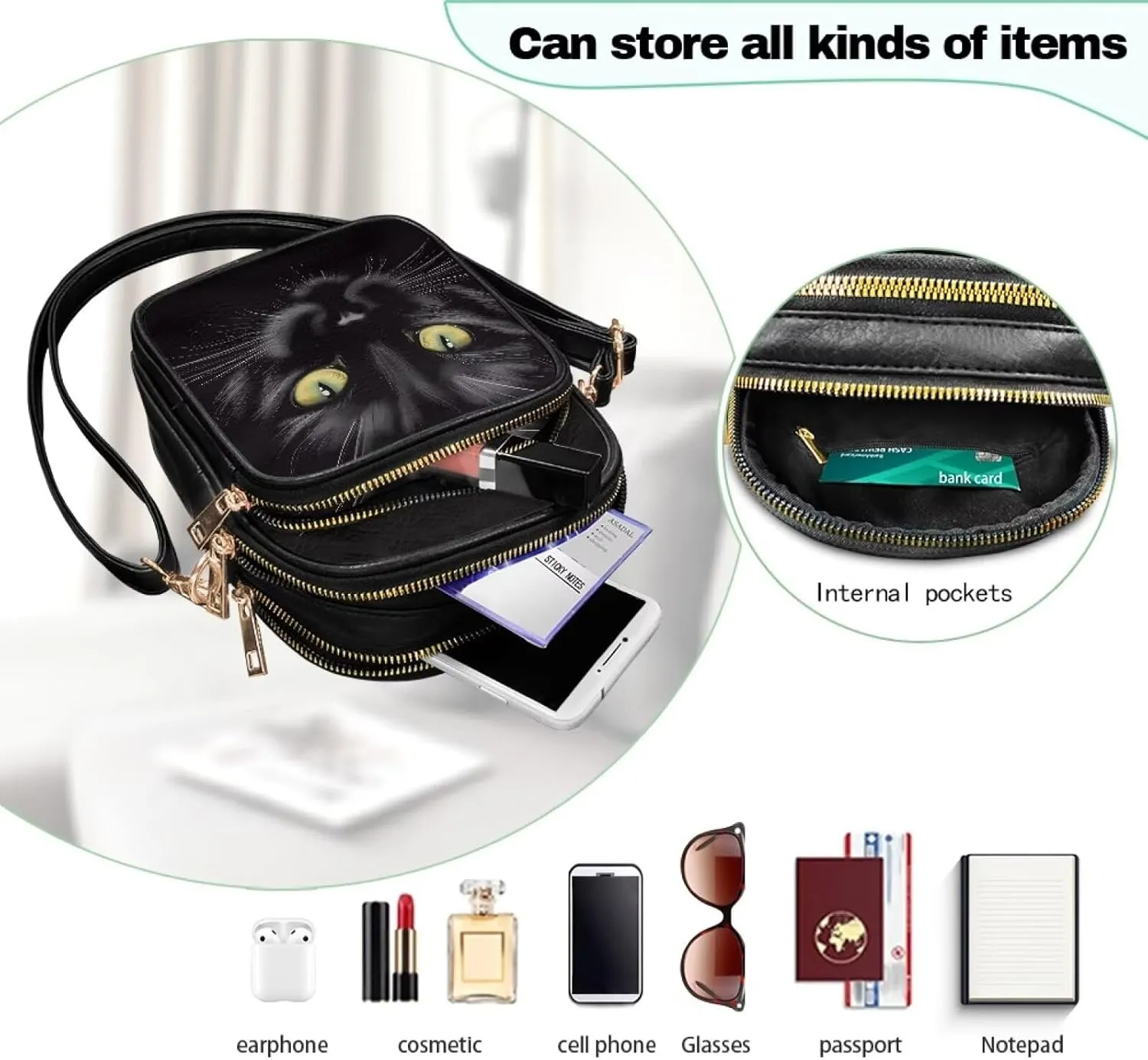Leather Crossbody Bags for Women Crossbody Cell Phone Purse Wallet Sling Bag Shoulder Strap Lightweight Satchel