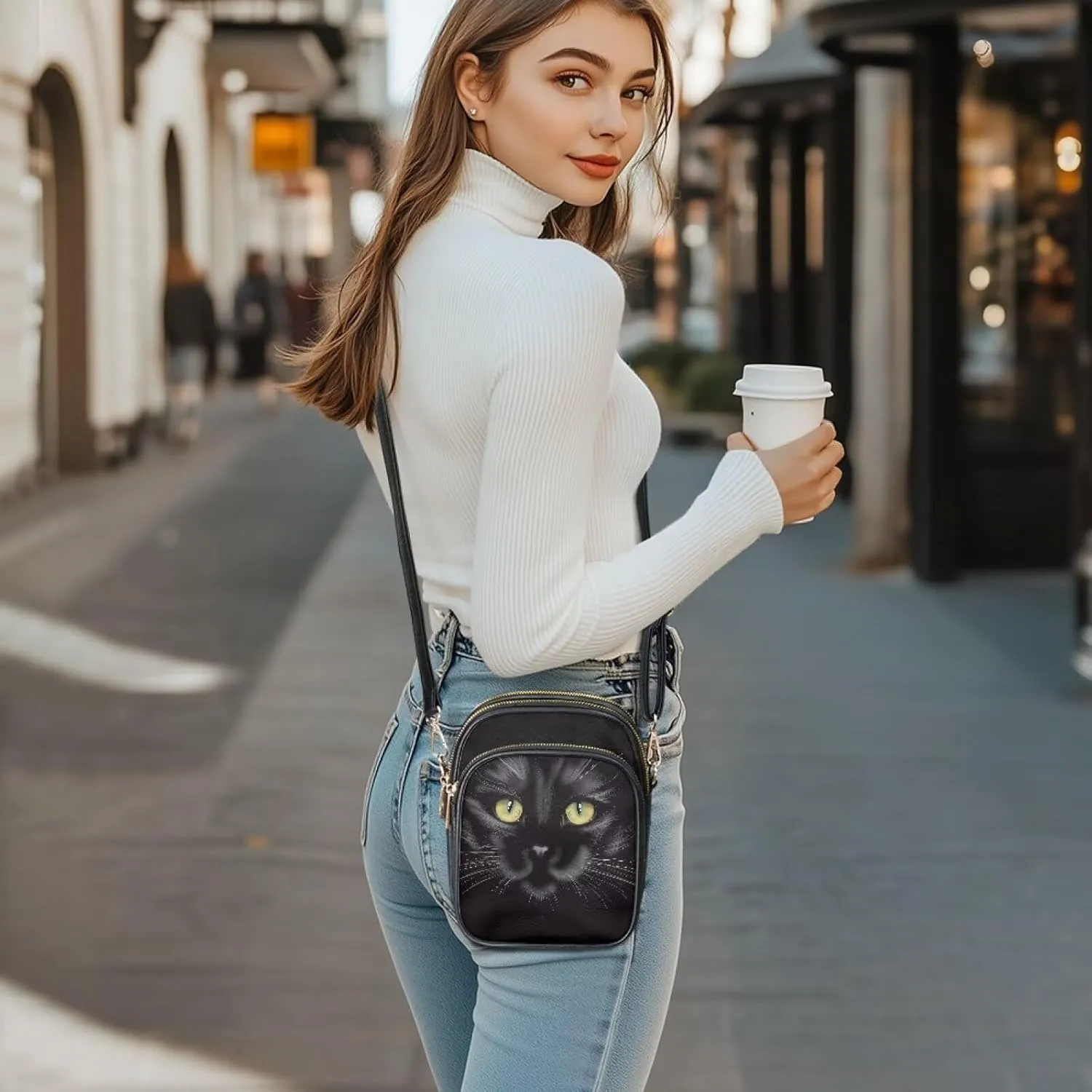Leather Crossbody Bags for Women Crossbody Cell Phone Purse Wallet Sling Bag Shoulder Strap Lightweight Satchel