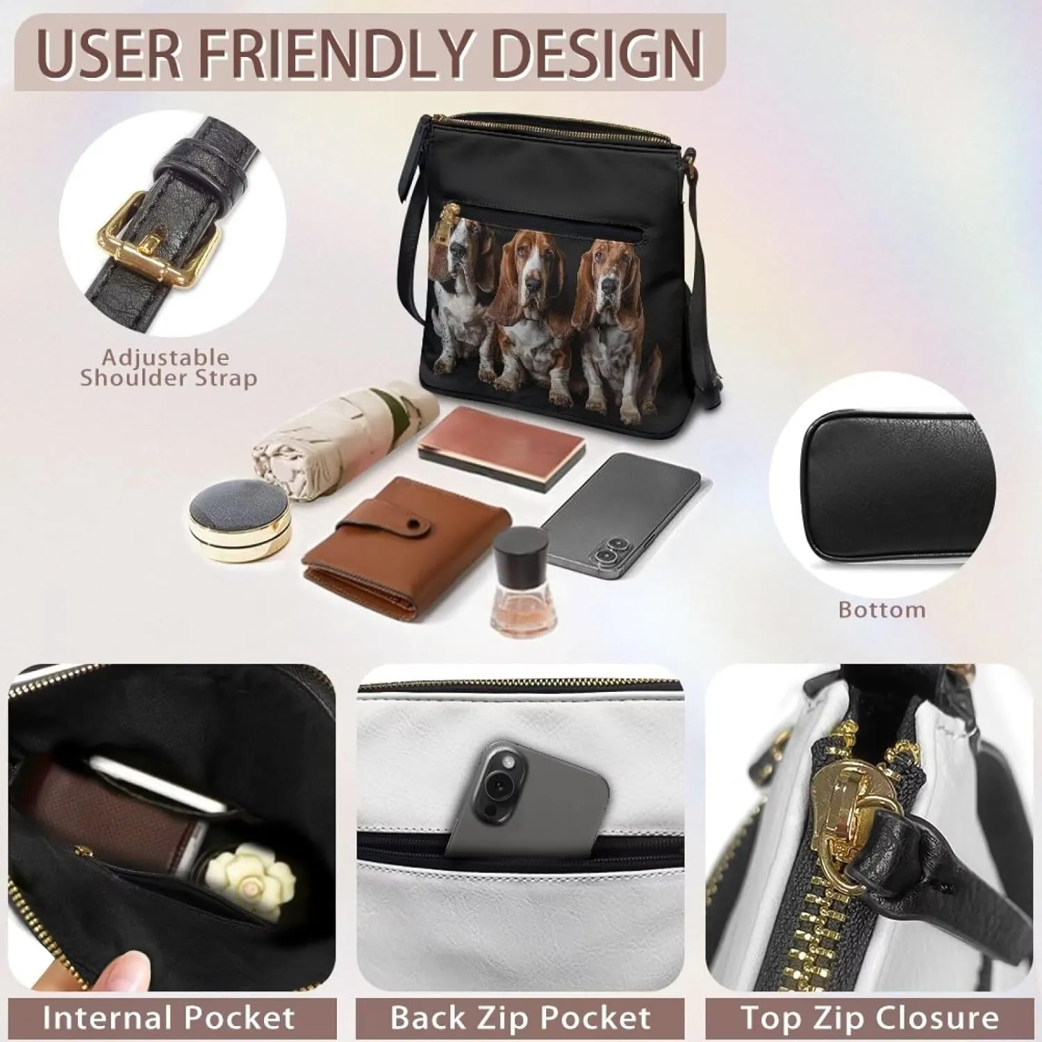 Leather Crossbody Hobo Purses for Women, Ladies Shoulder Bags Handbags Sling Messenger Bag