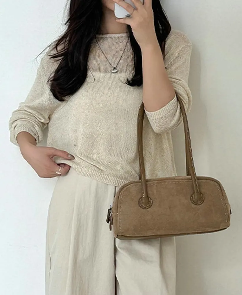 Leather Shoulder Bags for Women Suede Bowling Bag Purses Hobo PU Casual Handbag Work Office Spring Fall Winter Work Travel