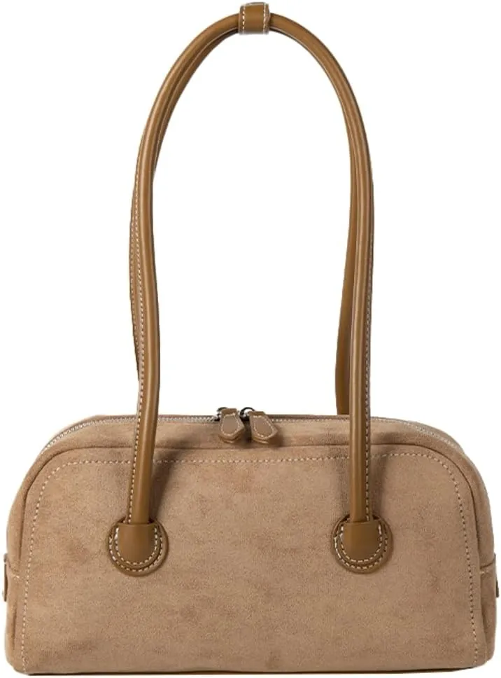 Leather Shoulder Bags for Women Suede Bowling Bag Purses Hobo PU Casual Handbag Work Office Spring Fall Winter Work Travel