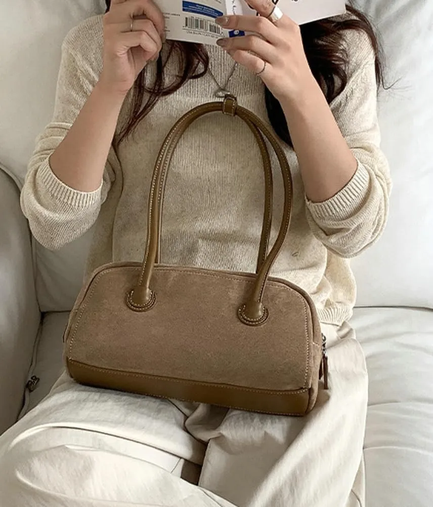 Leather Shoulder Bags for Women Suede Bowling Bag Purses Hobo PU Casual Handbag Work Office Spring Fall Winter Work Travel