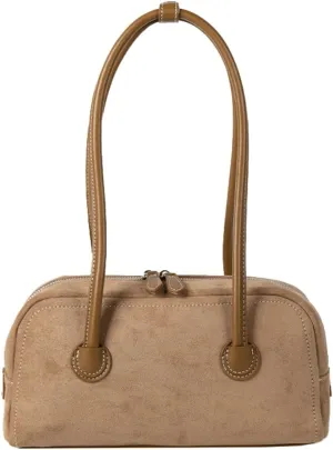 Leather Shoulder Bags for Women Suede Bowling Bag Purses Hobo PU Casual Handbag Work Office Spring Fall Winter Work Travel