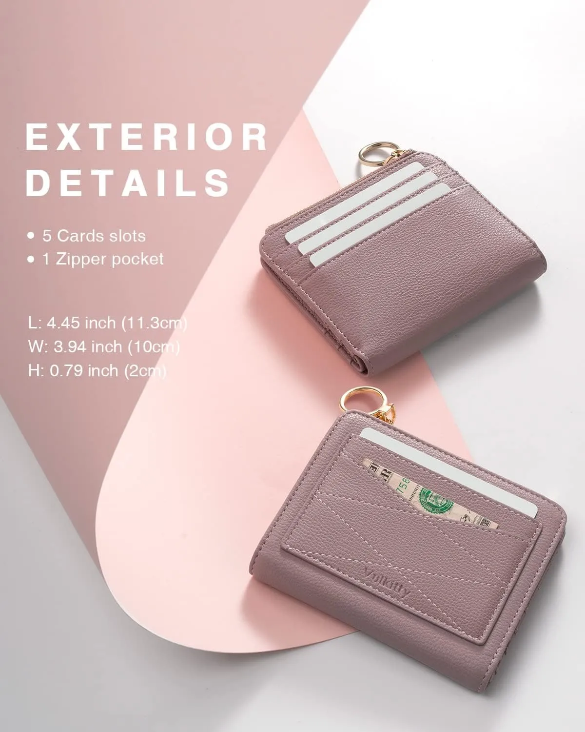 Leather Wallet for Woman RFID Blocking Bifold Small Compact Wallets Zipper Pocket Purse Large Capacity Card Hold Case with ID window