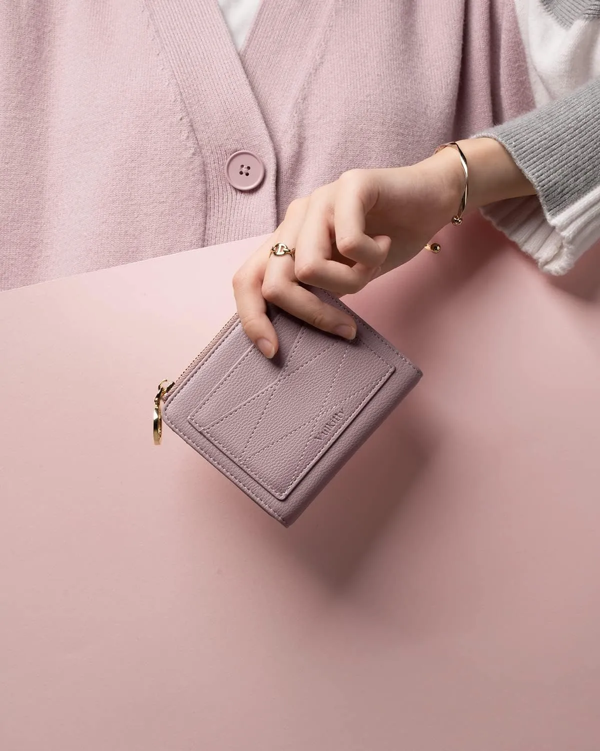 Leather Wallet for Woman RFID Blocking Bifold Small Compact Wallets Zipper Pocket Purse Large Capacity Card Hold Case with ID window