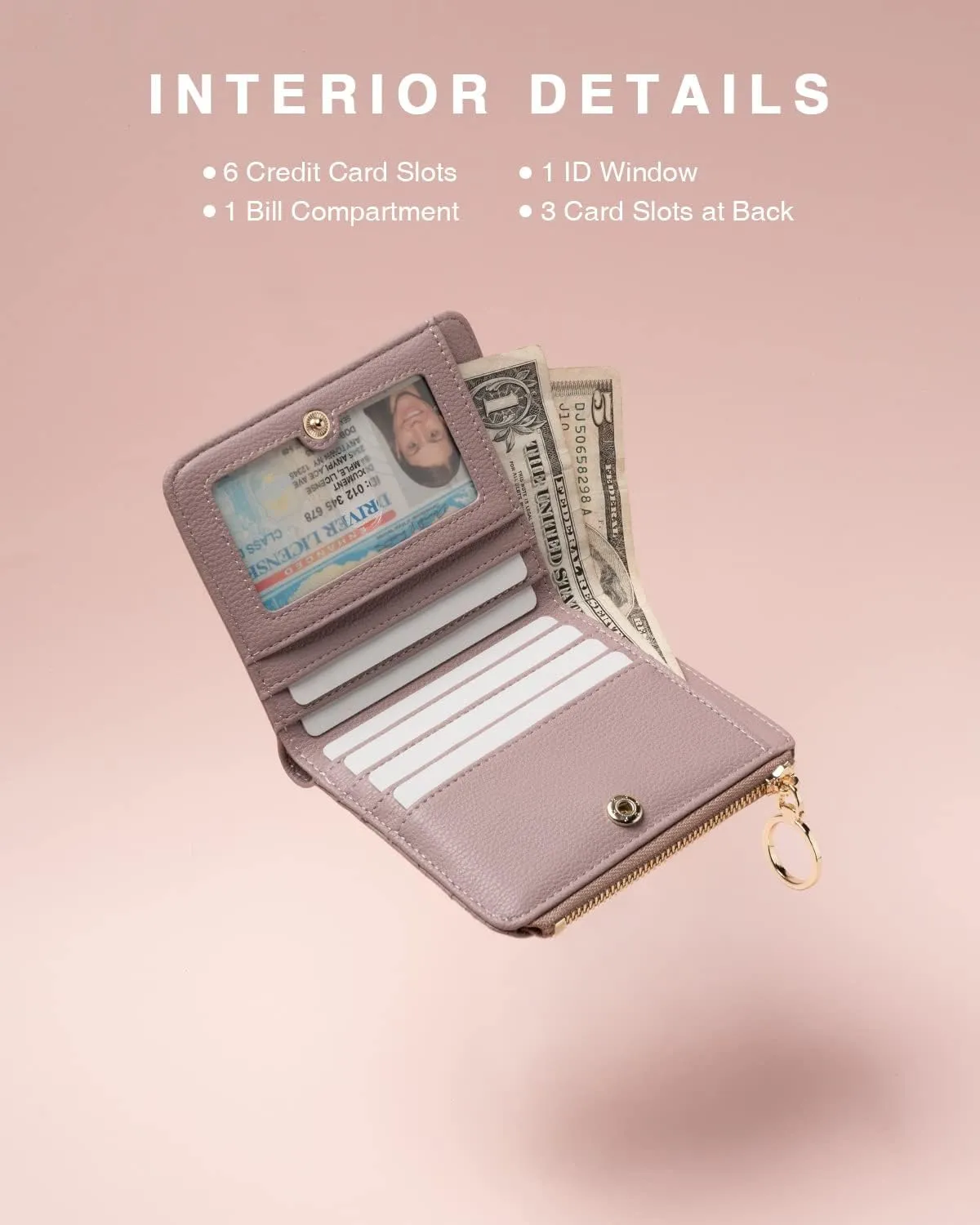 Leather Wallet for Woman RFID Blocking Bifold Small Compact Wallets Zipper Pocket Purse Large Capacity Card Hold Case with ID window