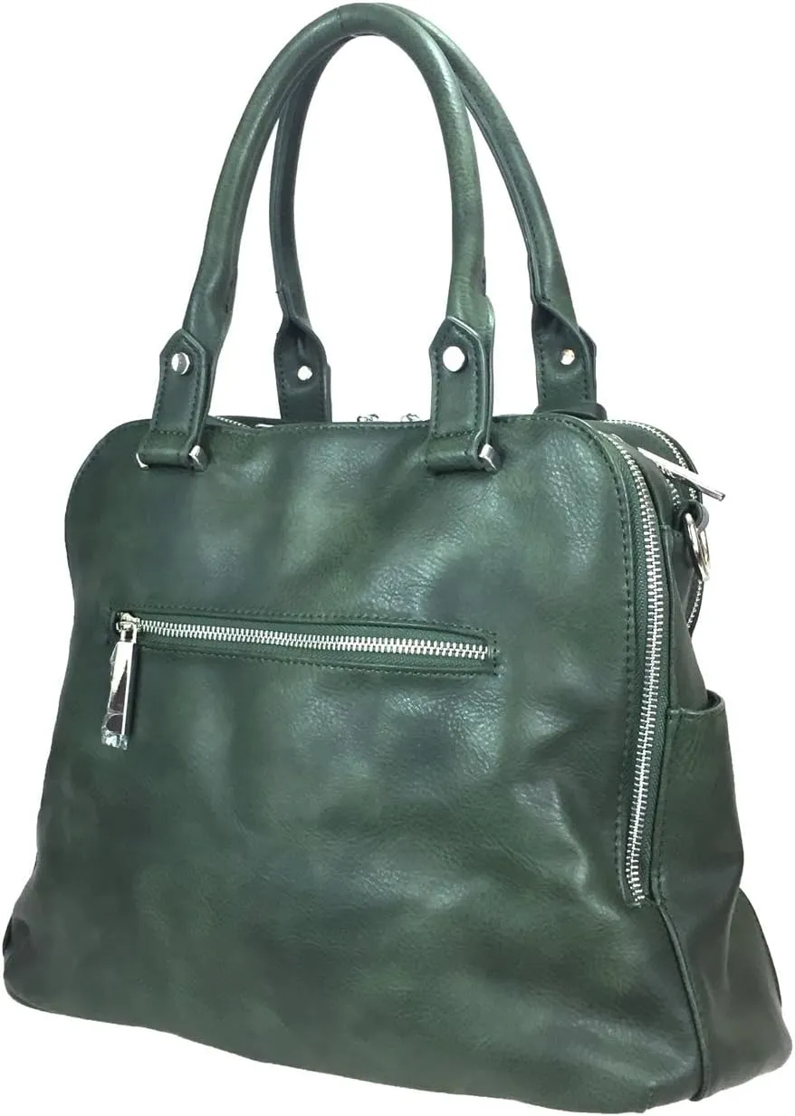 Leatherette Triple Compartments Satchel Purse and Wallet Set