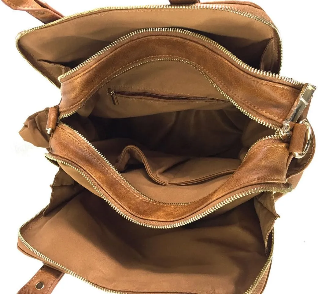 Leatherette Triple Compartments Satchel Purse and Wallet Set
