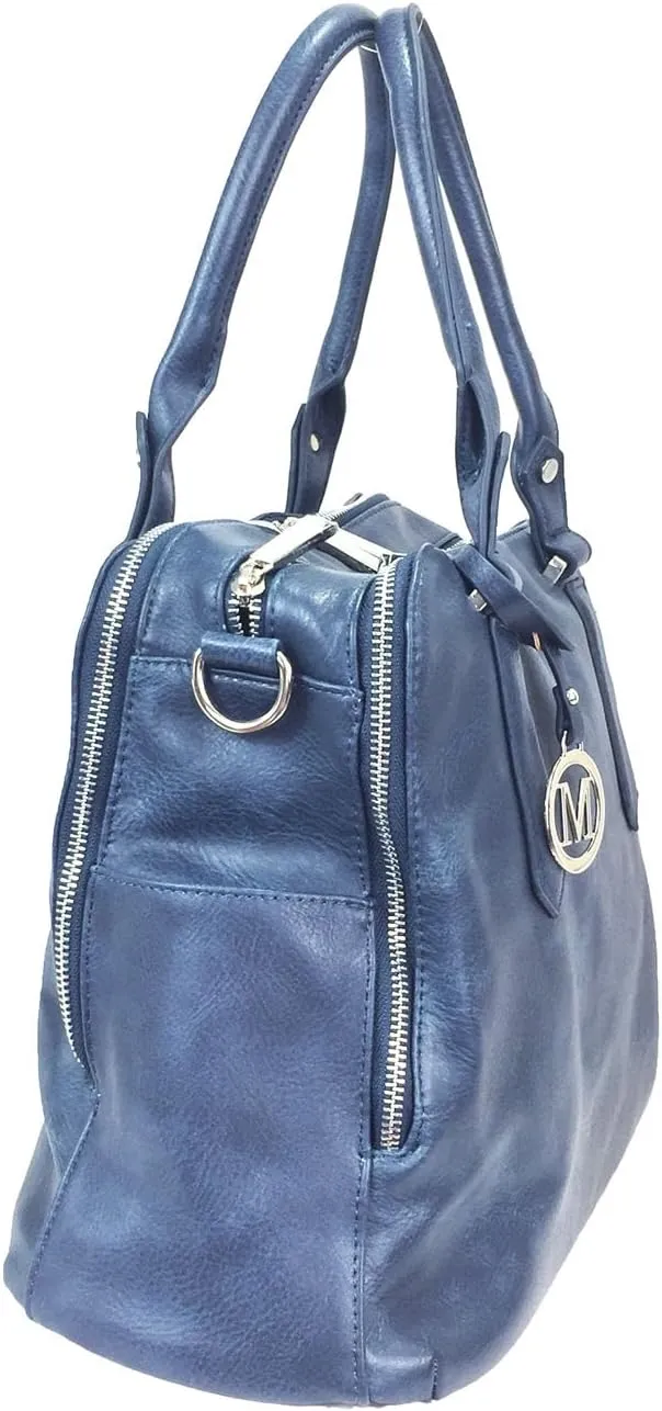Leatherette Triple Compartments Satchel Purse and Wallet Set