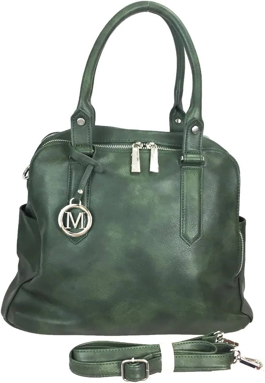 Leatherette Triple Compartments Satchel Purse and Wallet Set