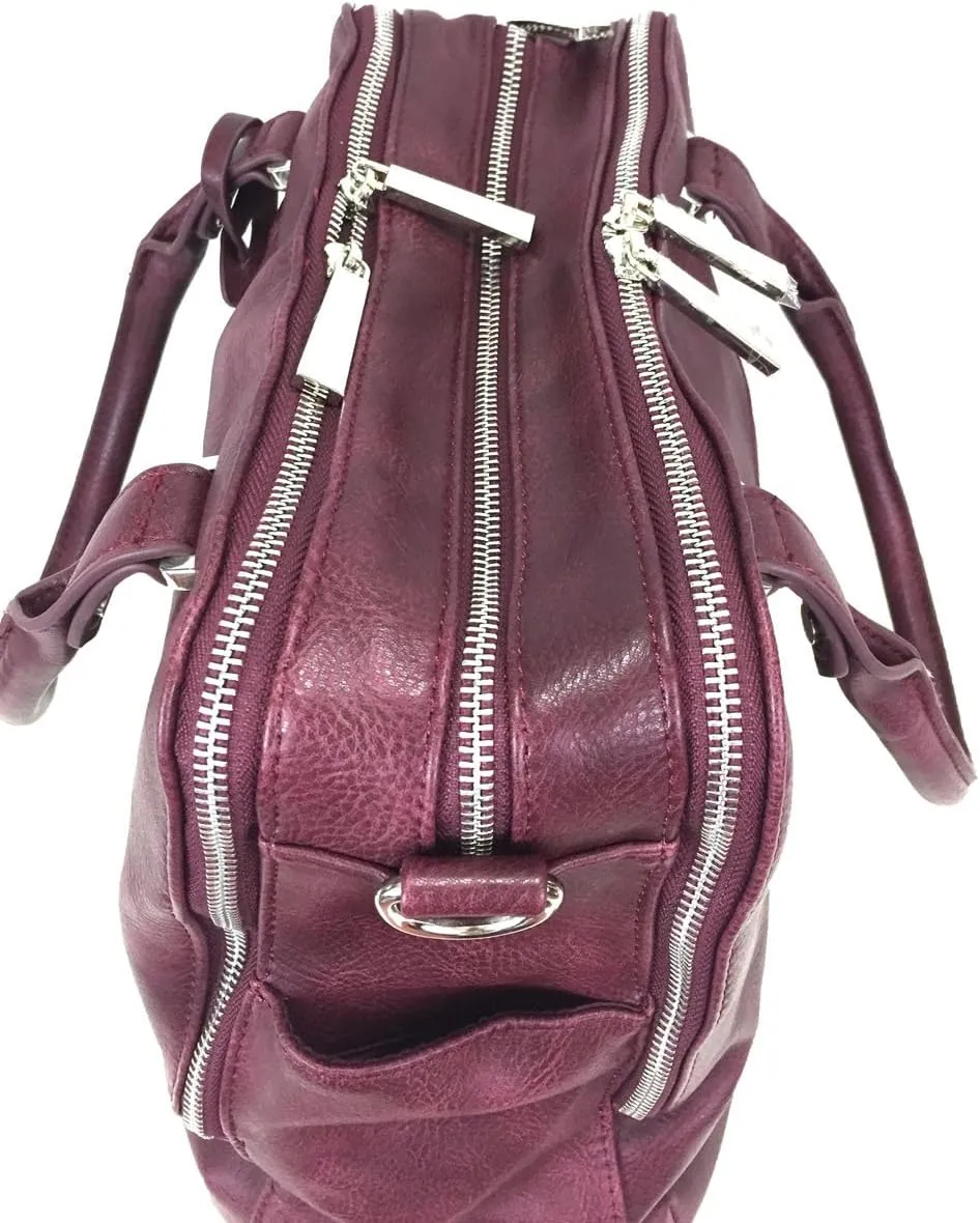 Leatherette Triple Compartments Satchel Purse and Wallet Set