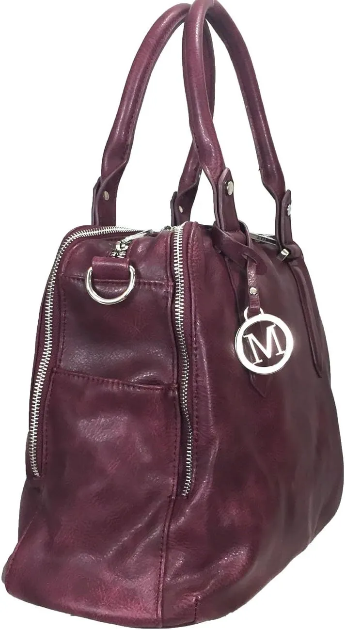 Leatherette Triple Compartments Satchel Purse and Wallet Set