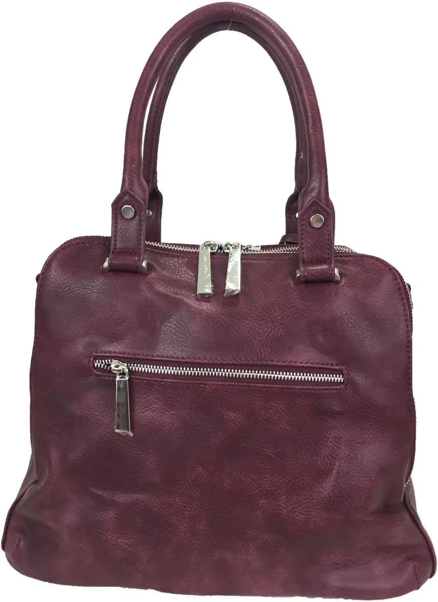 Leatherette Triple Compartments Satchel Purse and Wallet Set