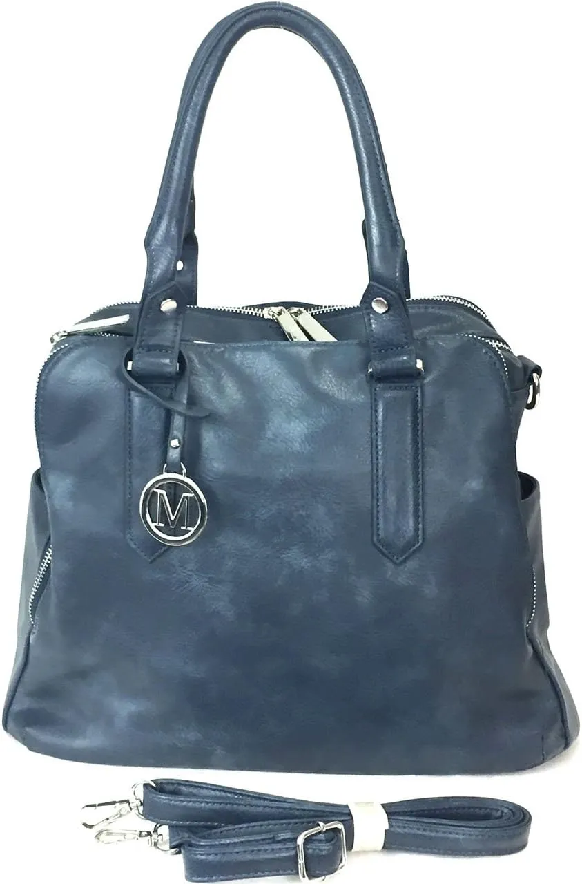Leatherette Triple Compartments Satchel Purse and Wallet Set