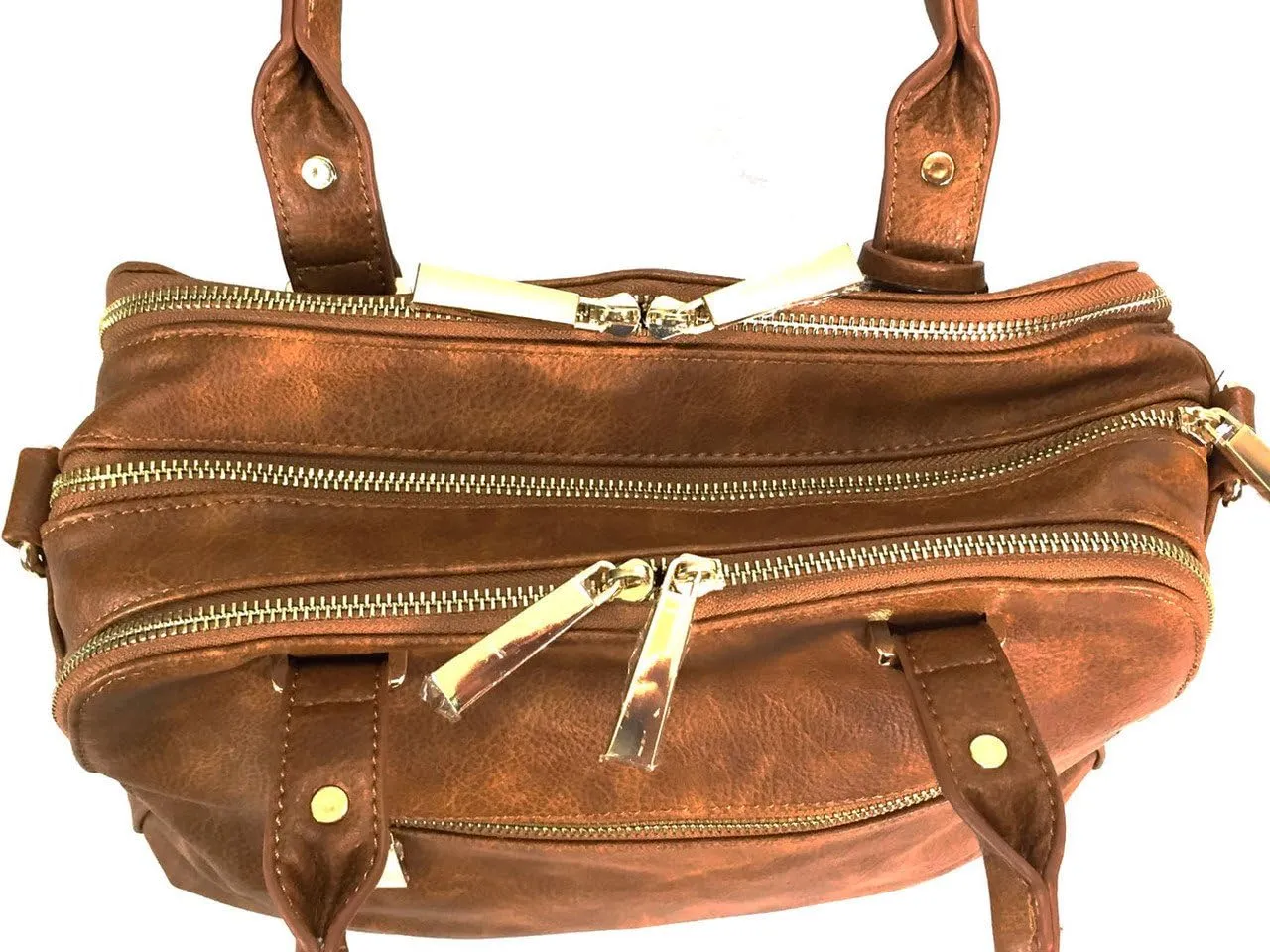 Leatherette Triple Compartments Satchel Purse and Wallet Set
