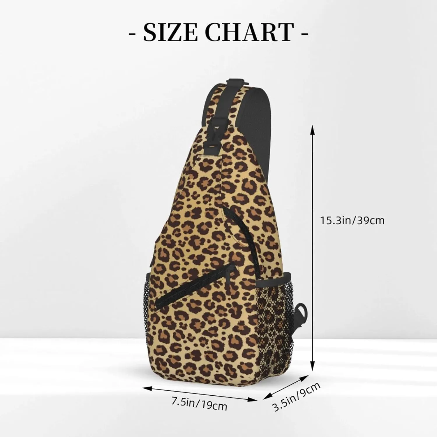 Leopard Print Sling Bag for Women Crossbody Bag Leopard Spotted Fur Texture Orange Black Animal Skin Sling Backpack for Men Cute Cheetah Print Shoulder Bag Gym Sports Travel Hiking Daypack