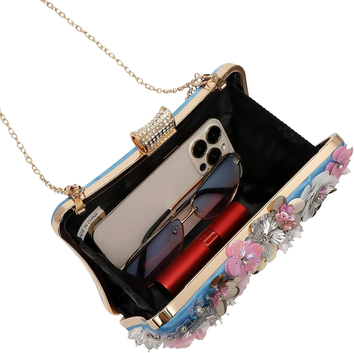 LETODE Flower Clutch Purse Evening Bag for Women Formal Party Handbag Chain Strap Shoulder Bag
