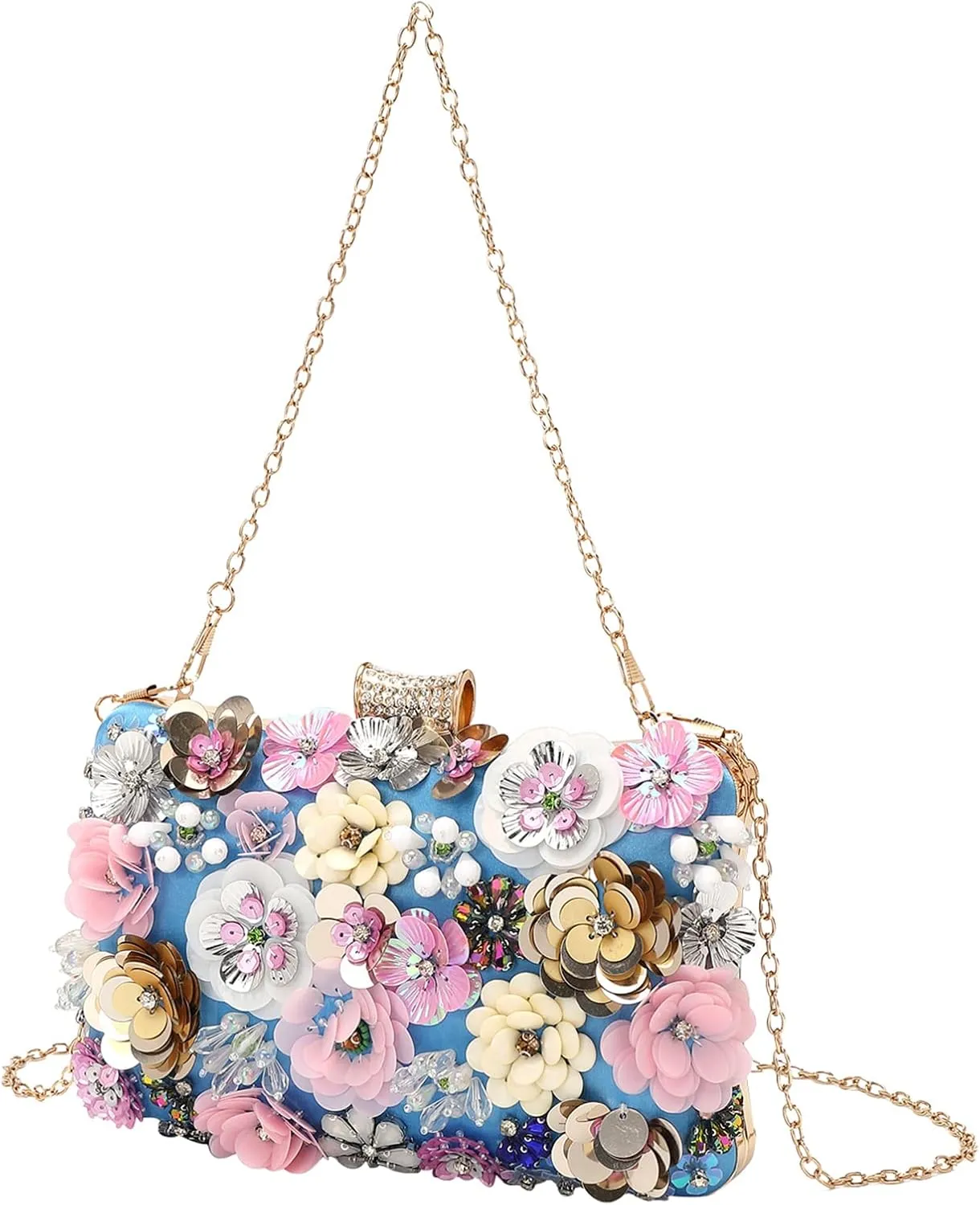 LETODE Flower Clutch Purse Evening Bag for Women Formal Party Handbag Chain Strap Shoulder Bag