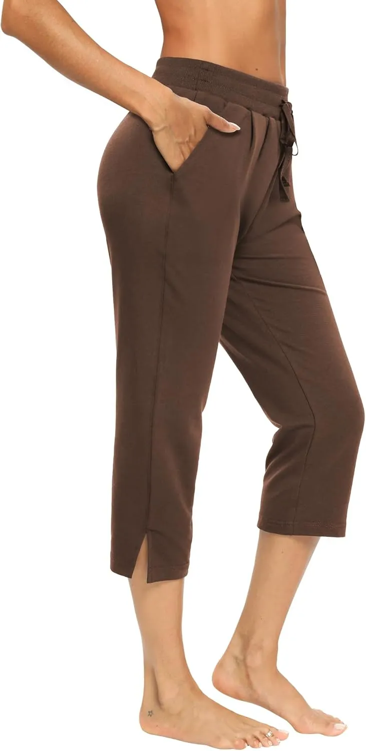 LEXISLOVE Capris for Women Casual Summer Wide Leg Crop Pants Loose Comfy Drawstring Yoga Jogger Capri Pants with Pockets