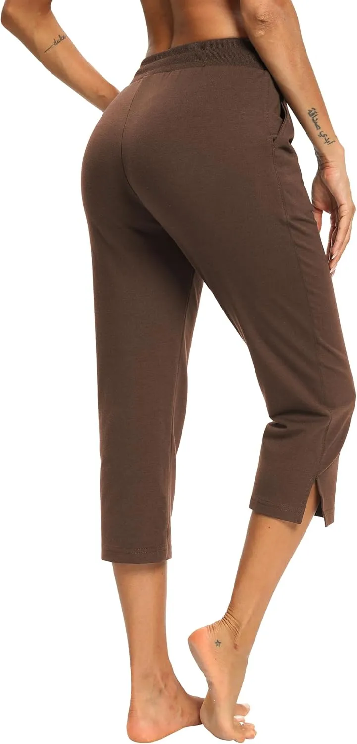 LEXISLOVE Capris for Women Casual Summer Wide Leg Crop Pants Loose Comfy Drawstring Yoga Jogger Capri Pants with Pockets