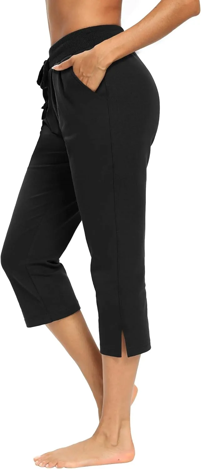 LEXISLOVE Capris for Women Casual Summer Wide Leg Crop Pants Loose Comfy Drawstring Yoga Jogger Capri Pants with Pockets