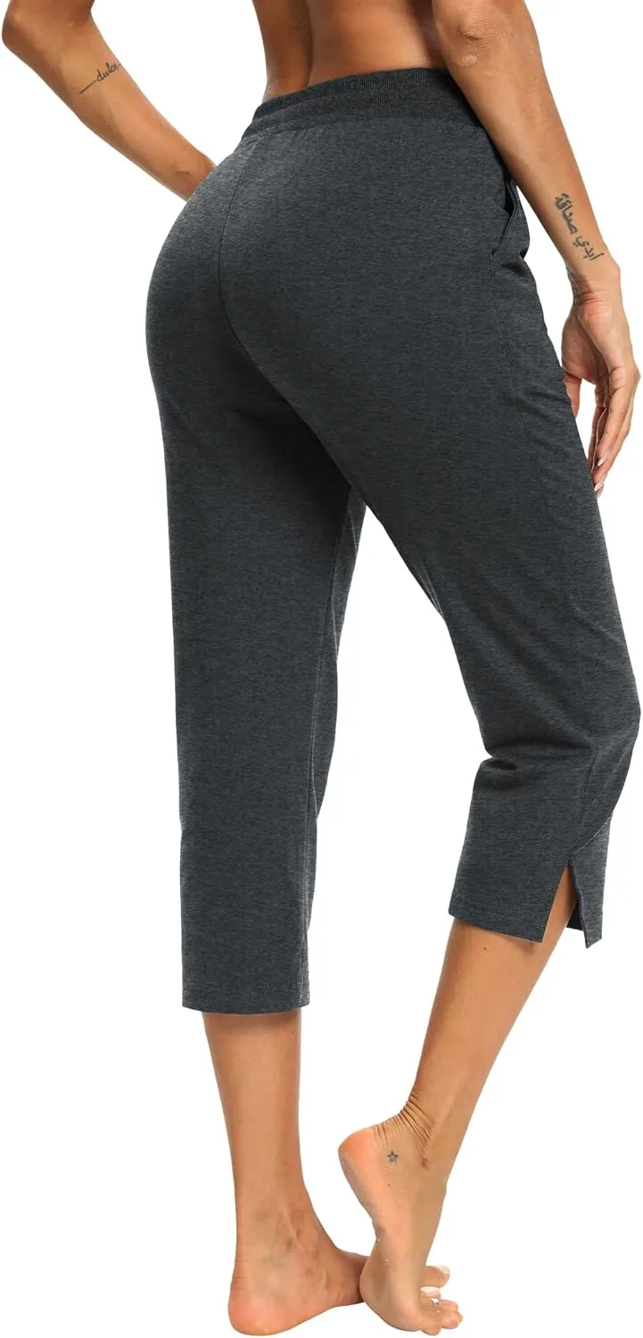 LEXISLOVE Capris for Women Casual Summer Wide Leg Crop Pants Loose Comfy Drawstring Yoga Jogger Capri Pants with Pockets