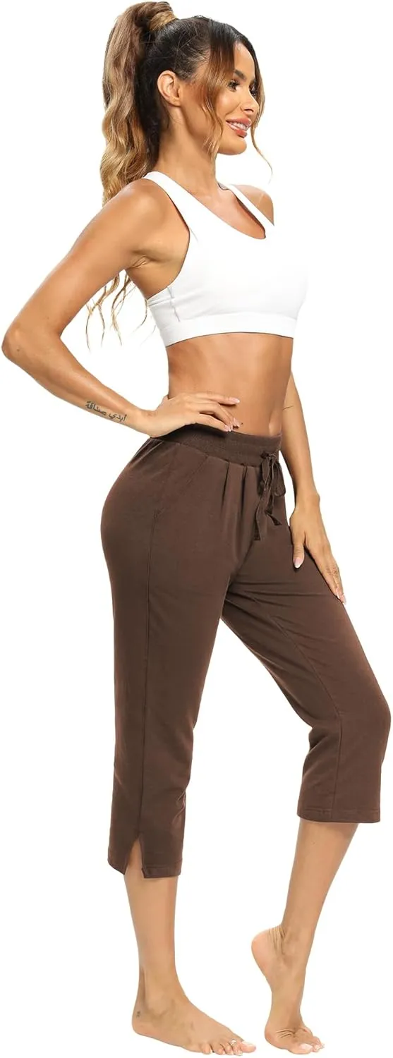 LEXISLOVE Capris for Women Casual Summer Wide Leg Crop Pants Loose Comfy Drawstring Yoga Jogger Capri Pants with Pockets