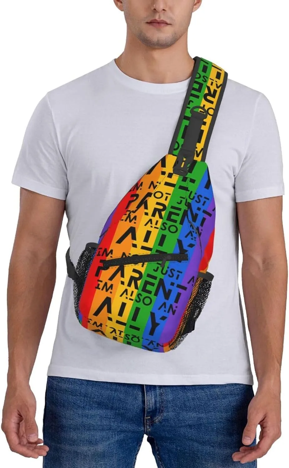 Lgbt Pride Rainbow Gay Lgbtq Parent And Ally Chest Sling Bag Crossbody Shoulder Backpack Bag Gym Cycling Daypack Travel Hiking Cross Bag