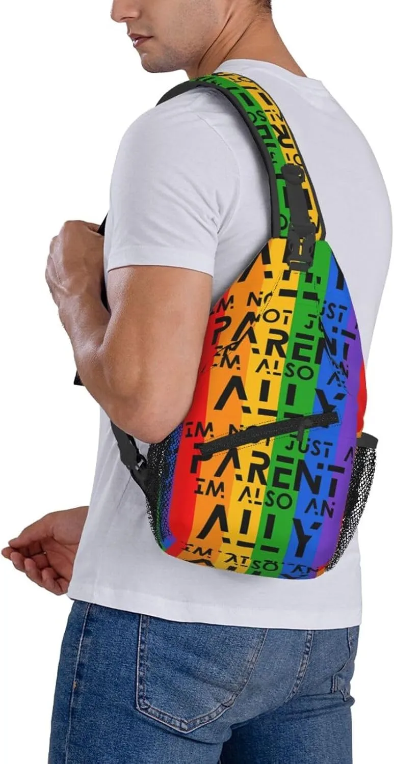 Lgbt Pride Rainbow Gay Lgbtq Parent And Ally Chest Sling Bag Crossbody Shoulder Backpack Bag Gym Cycling Daypack Travel Hiking Cross Bag