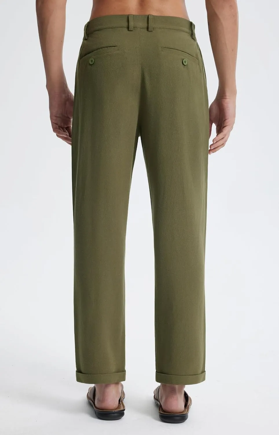 Libin Men's Linen Pants Elastic Waist Lightweight Casual Pants Comfy Summer Beach Travel Lounge Trousers with Pockets