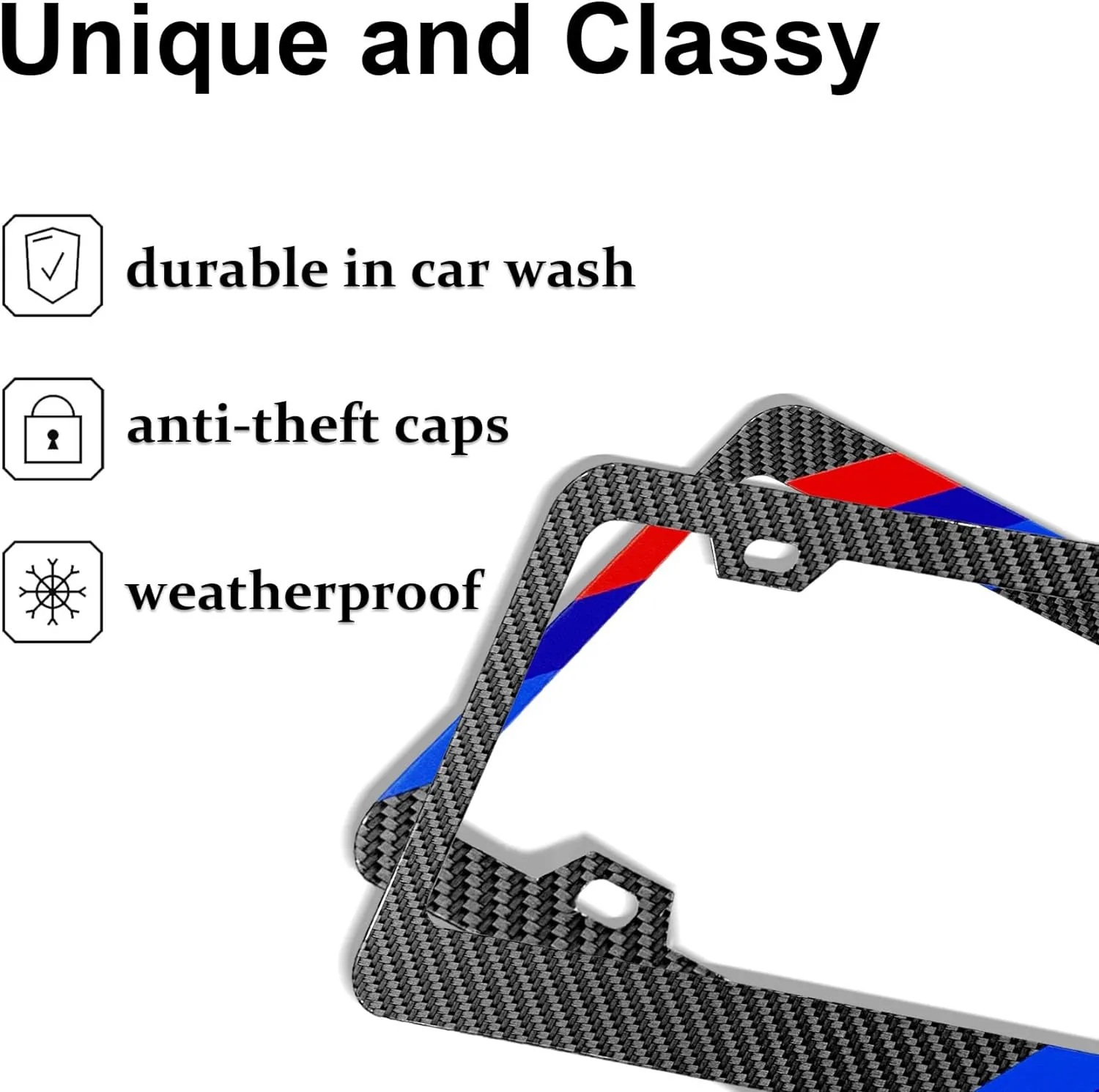 License Plate for BMW Premium Carbon Fiber Steel License Plate Holder Compatible All Vehicle License Plate Tag Cover Fit Accessories Included