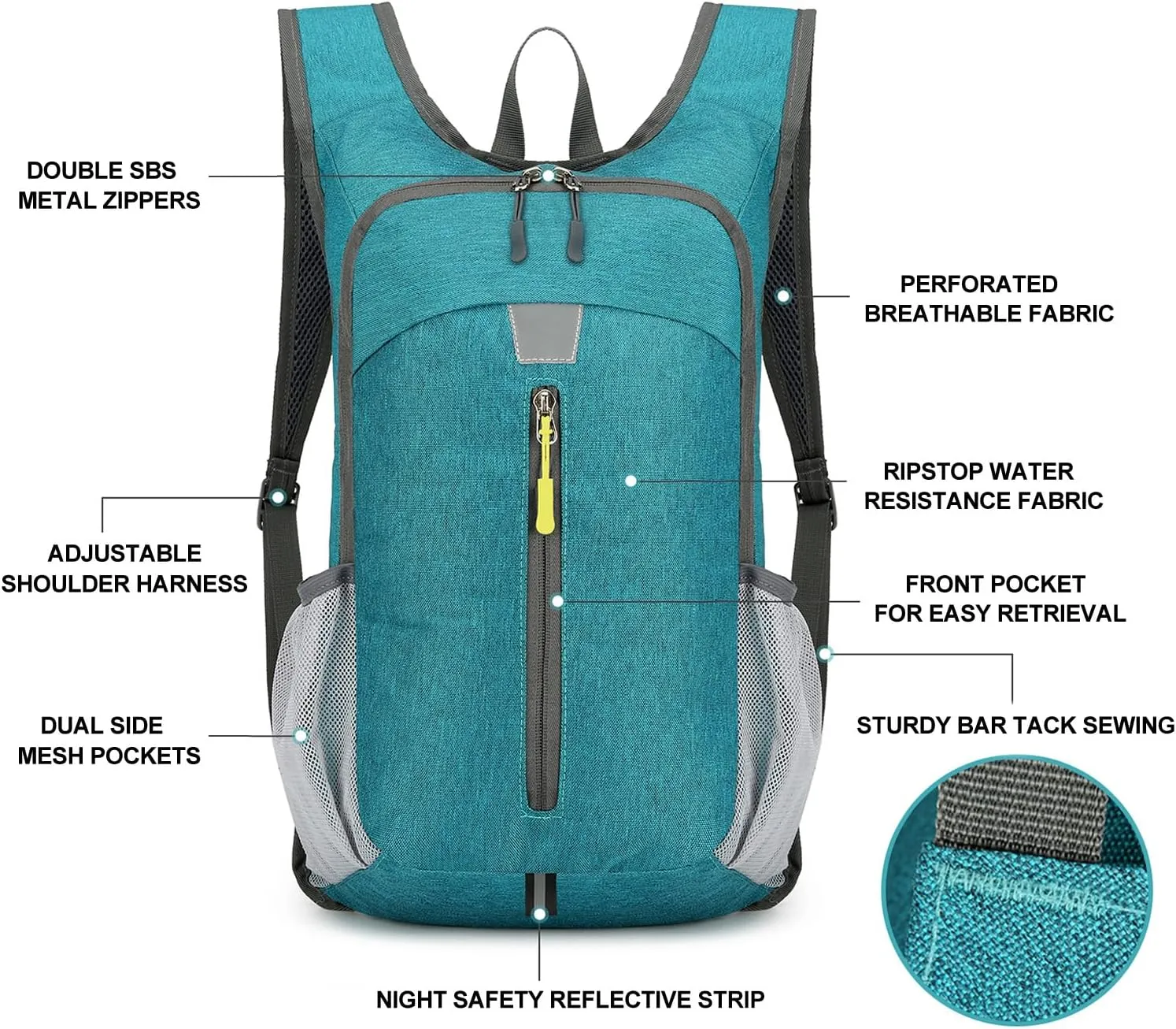 Lightweight Hiking Backpack 20L Foldable Small Travel Hiking Daypack Camping Backpack Water Resistant Packable Outdoor Cycling Back Pack Sports Shoulder Bag for Women Men (Teal)