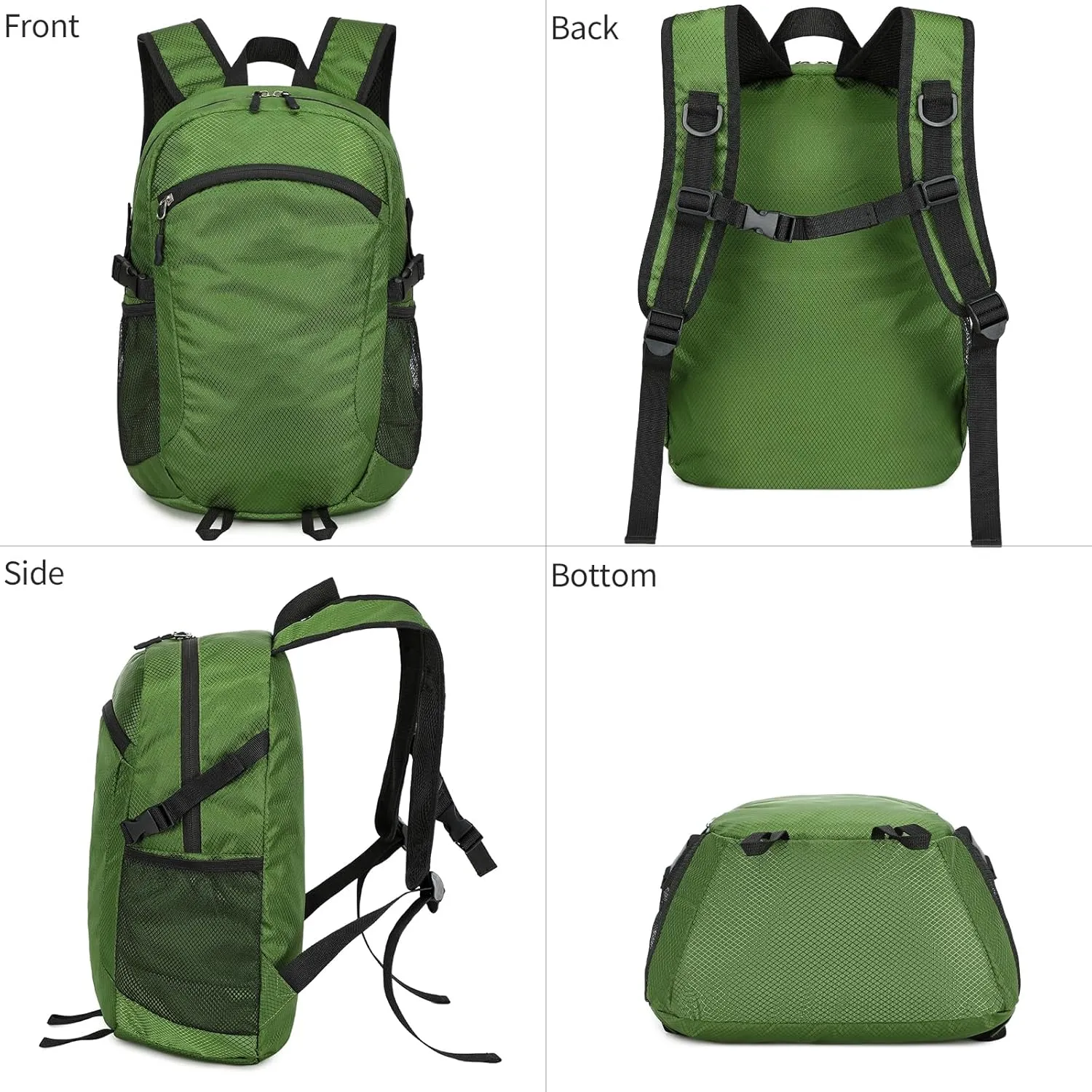 Lightweight Hiking Backpack Small,Waterproof Hiking Daypack,Foldable Backpack for Travel,Ultralight Daypack (Green, Small)