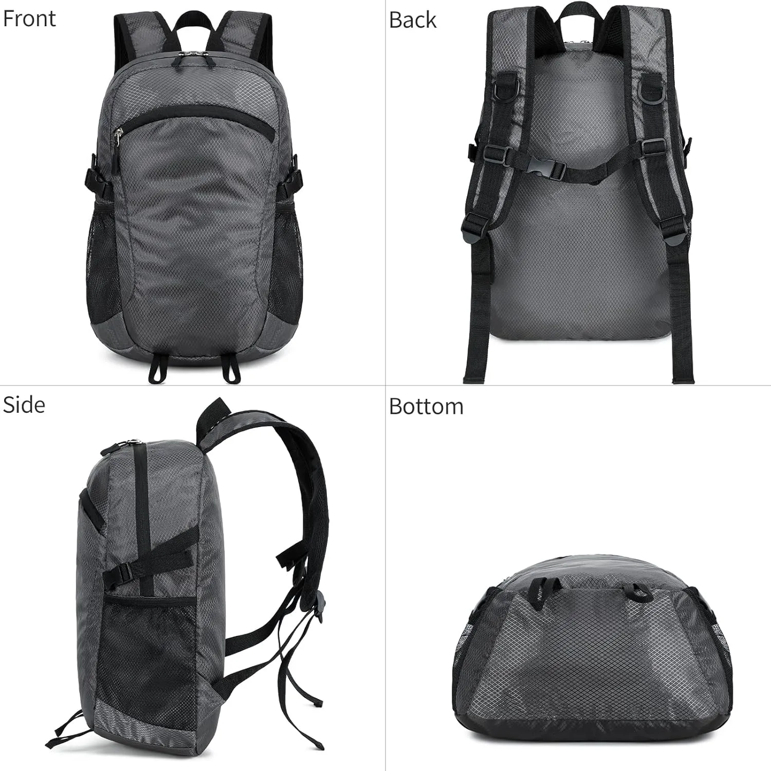 Lightweight Hiking Backpack Small,Waterproof Hiking Daypack,Foldable Backpack for Travel,Ultralight Daypack (Grey, Small)