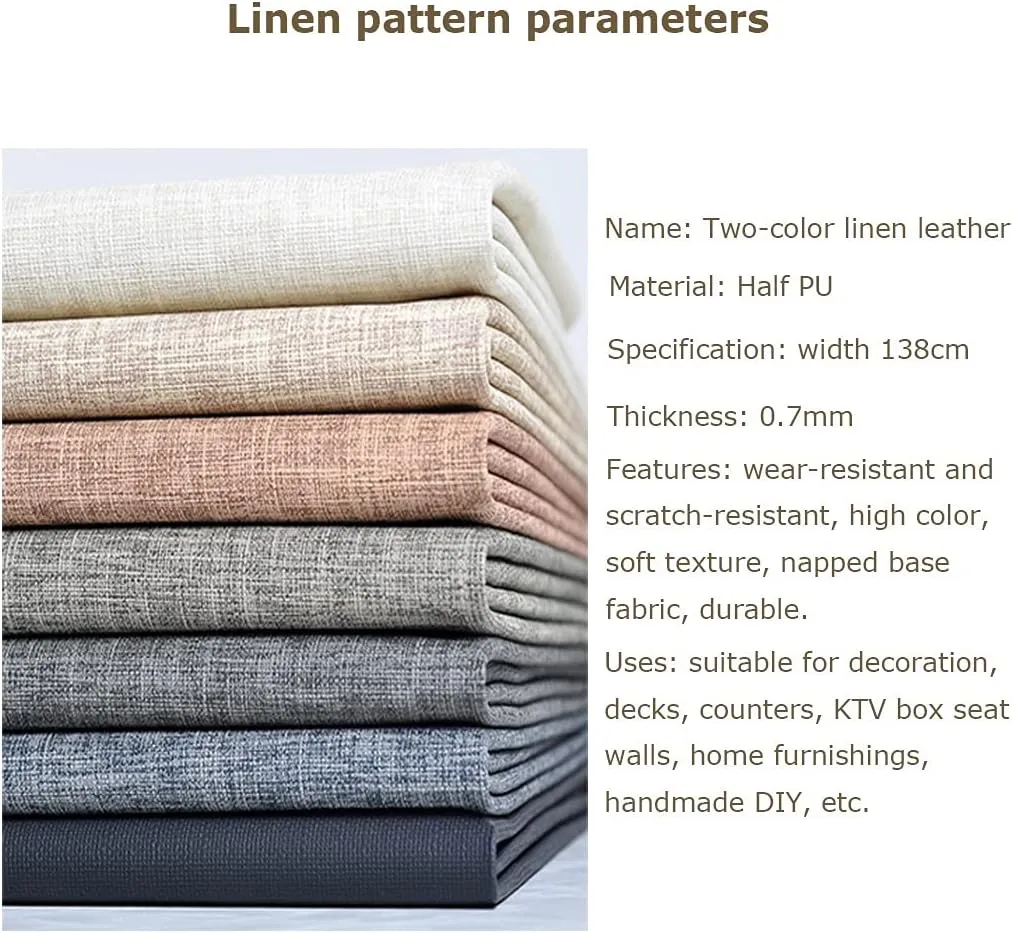 Linen-Look Faux Leather for Bows Earrings Handbag Wallet Sewing Craft Making, Repair Decorate Chair Sofa(Blue-Green,1.38X1m)