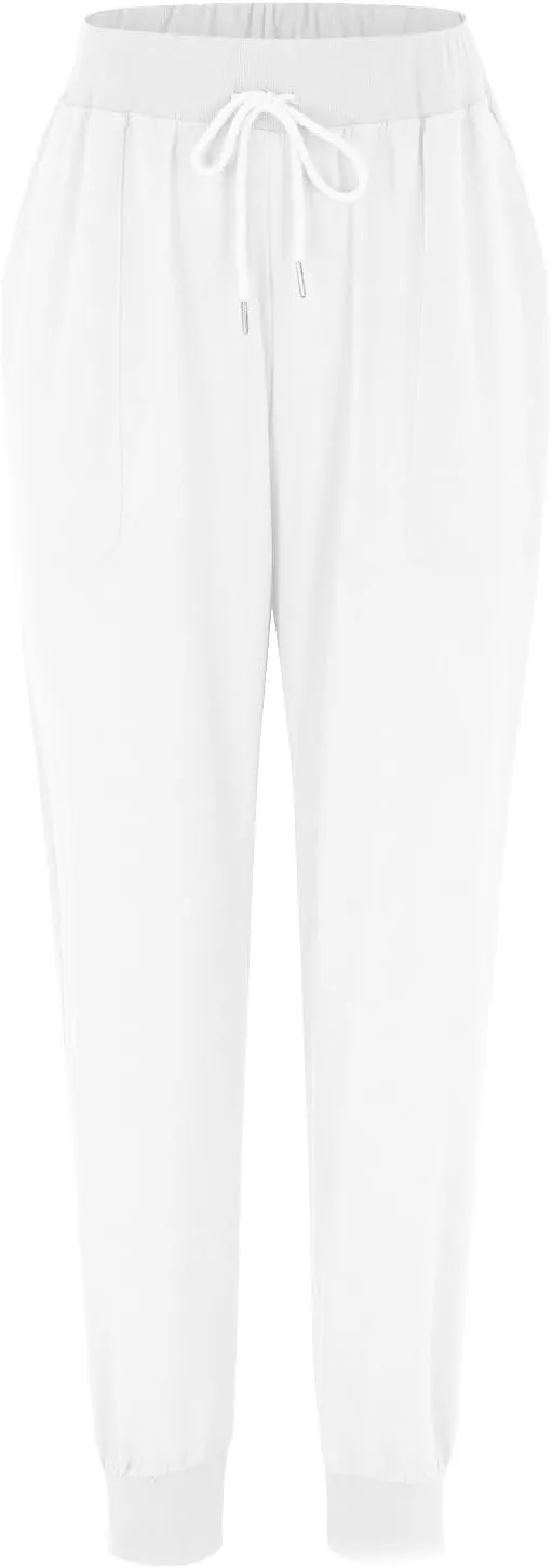 Linen Pants for Women Summer Casual Tapered Leg Pants Lightweight Drawstring Elastic Waist Pant Running Joggers Trousers