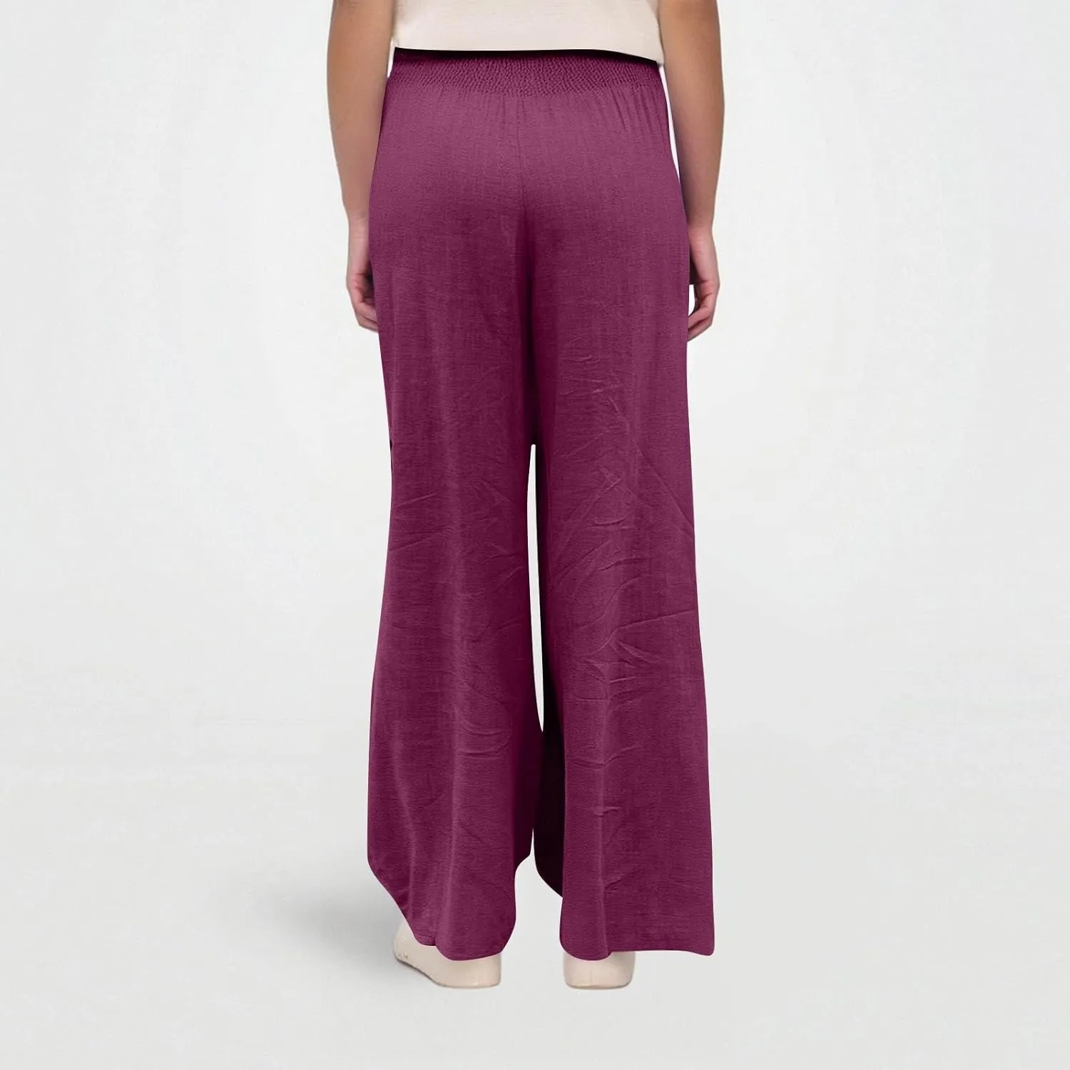 Linen Pants Women Summer High Waisted Palazzo Pants Pleated Lounge Pant Baggy Flowy Trousers with Pockets (S-XXL)