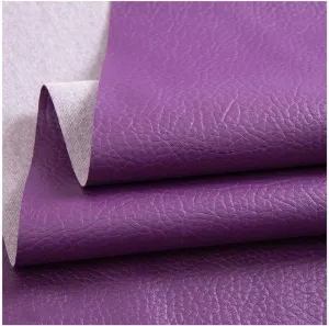 Litchi Texture PU Fabric Leather 0.7mm Thick Synthetic for Upholstery Crafts, DIY Sewings, Sofa, Handbag, Earrings(Purple,1.4X5m)