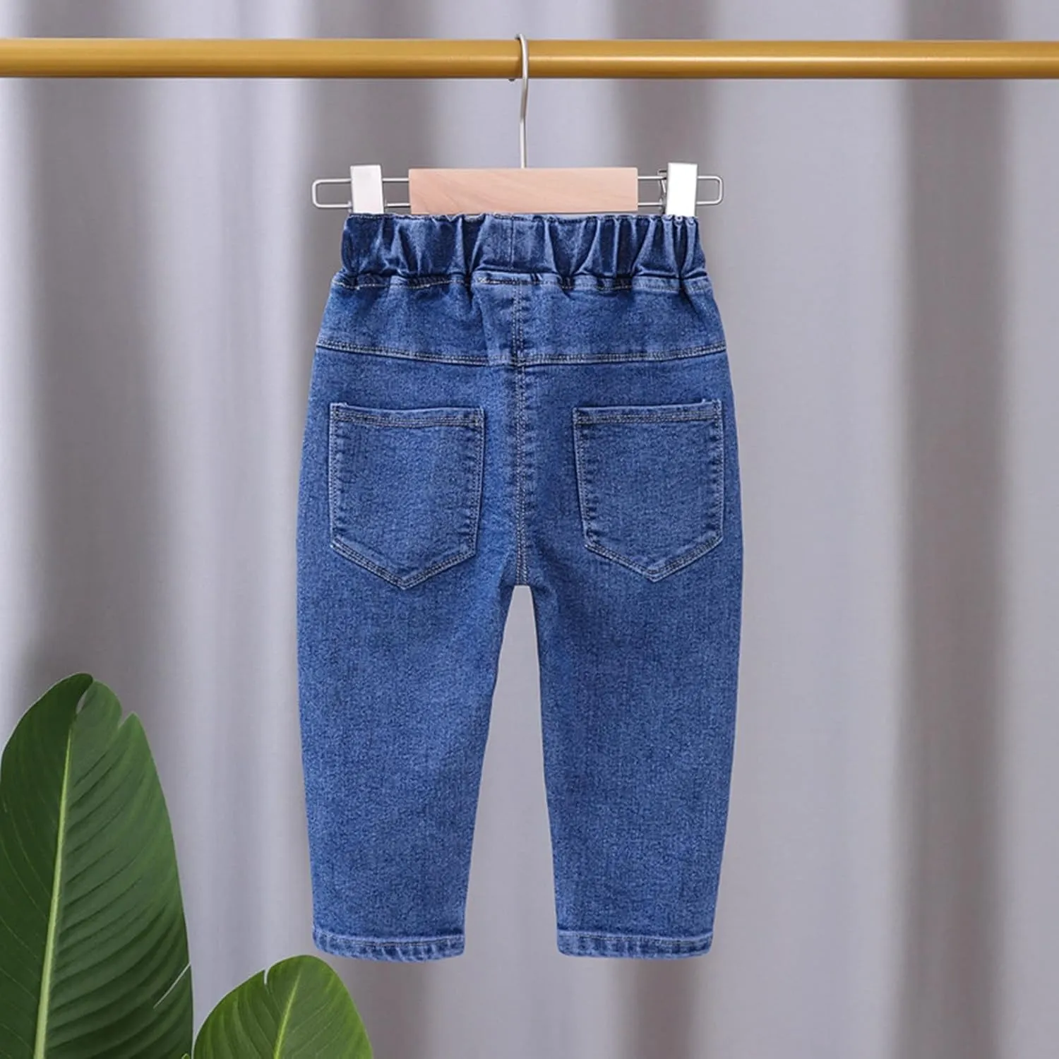 Little Girls Jeans Elastic Waist Heart Embroidered Stretchy Denim Pants Baggy Comfy Vintage Y2K Streetwear Jeans