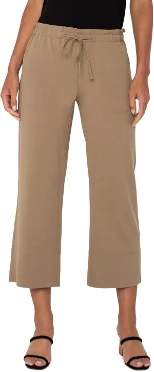 Liverpool Women's Pull on Tie Waist Wide Leg Ankle Pant 26"